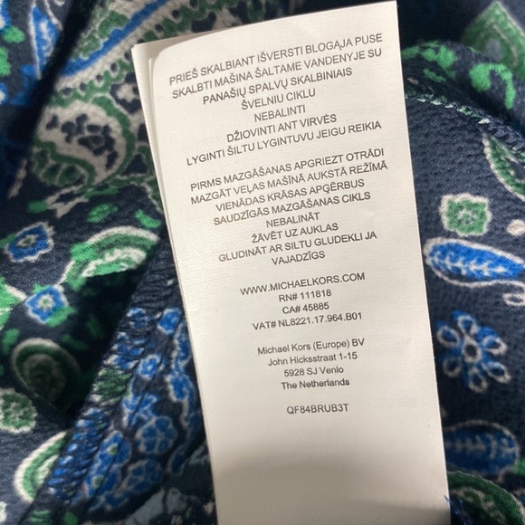 MICHAEL KORS PAISLEY PRINT V NECK BLOUSE SZ SMALL - Picture 7 of 10